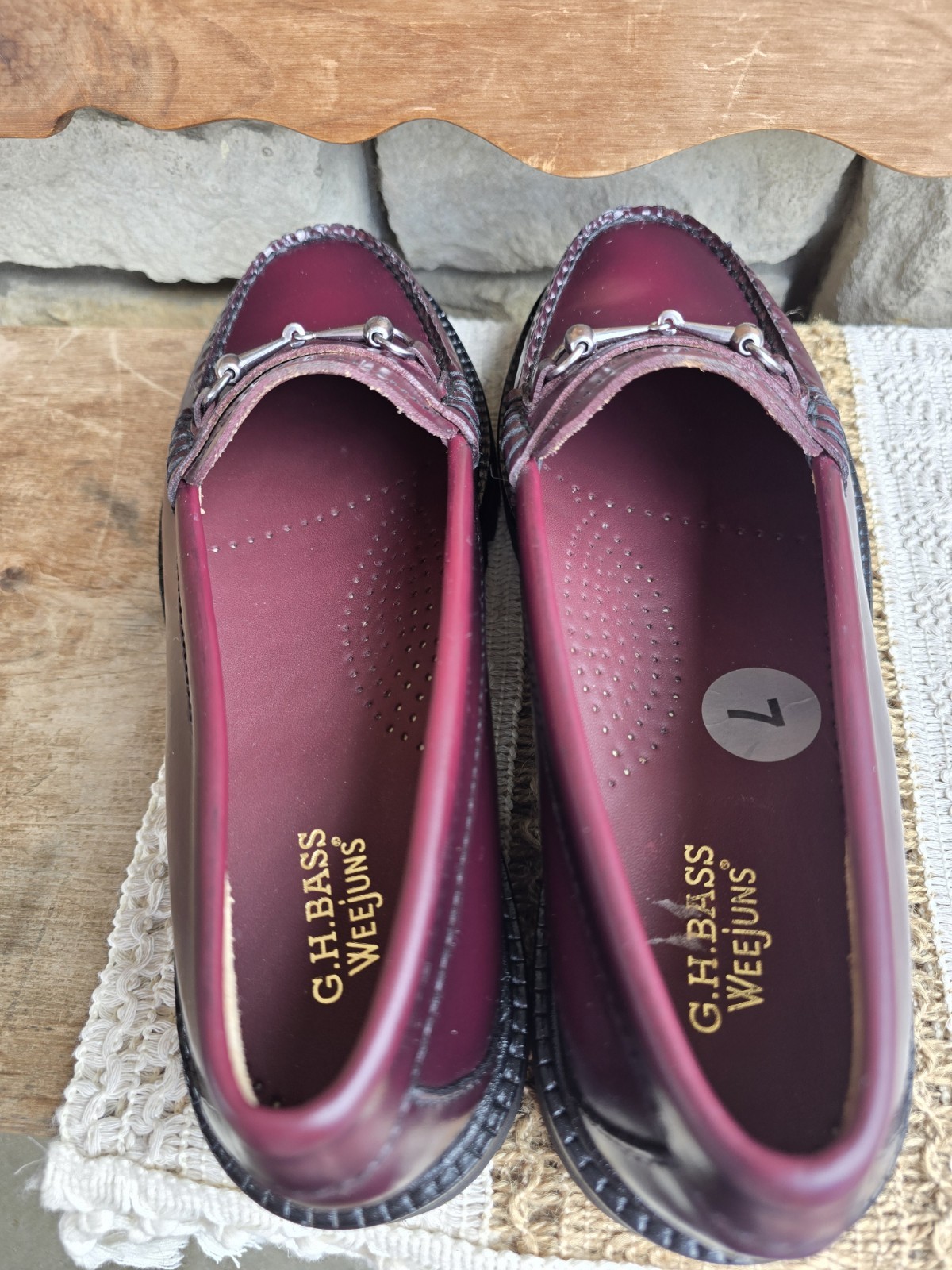 GH Bass WeeJuns Lianna Bit Lug Sole Leather Penny Loafer Shoes Womens Sz 7