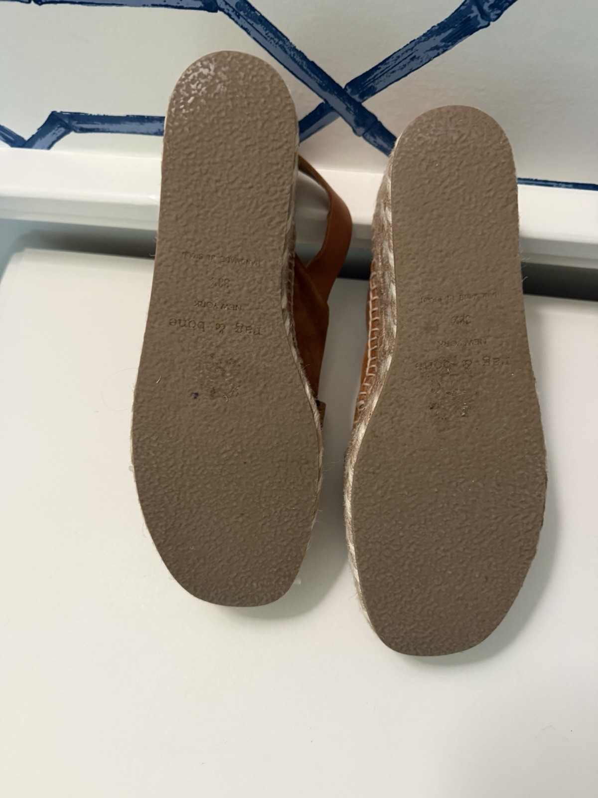 rag & bone Brown Suede Espadrille Wedge Sandals Ankle Strap Buckle 38