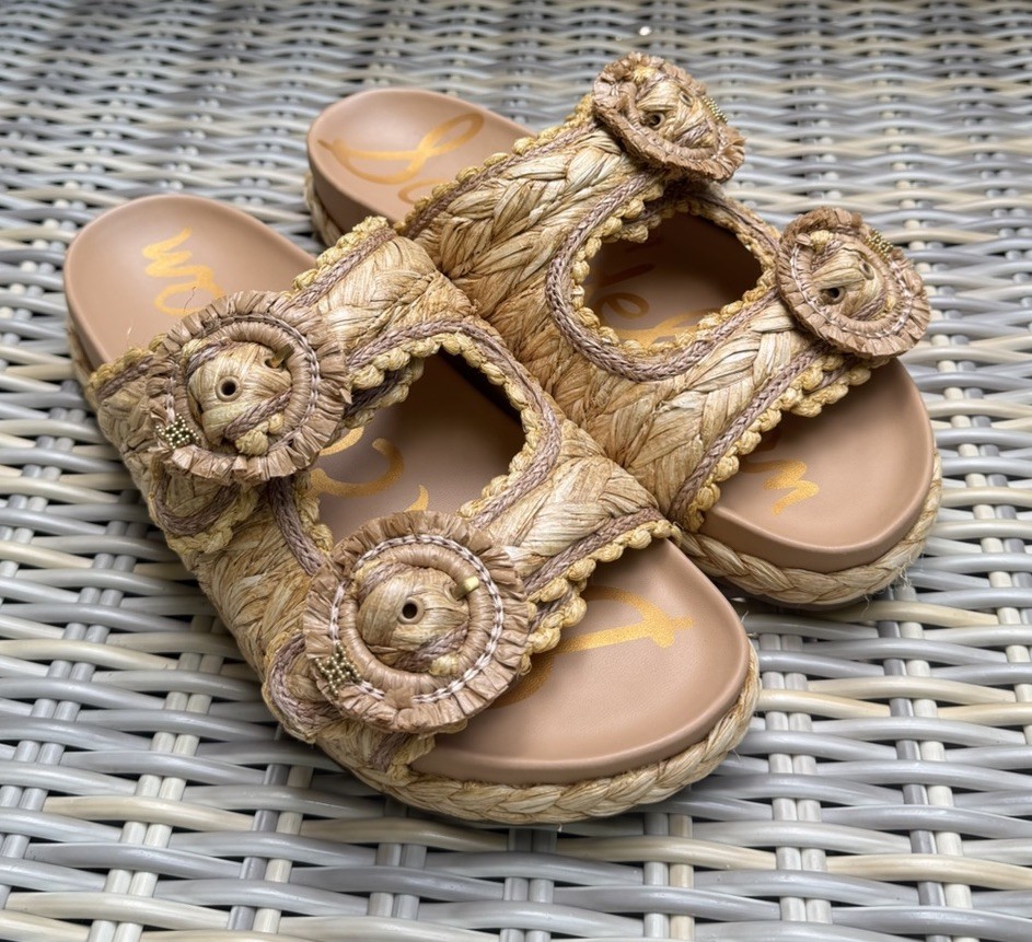 Sam Edelman Women’s Reina Slides Sandals Raffia – US SIZE 10.5 M Beach