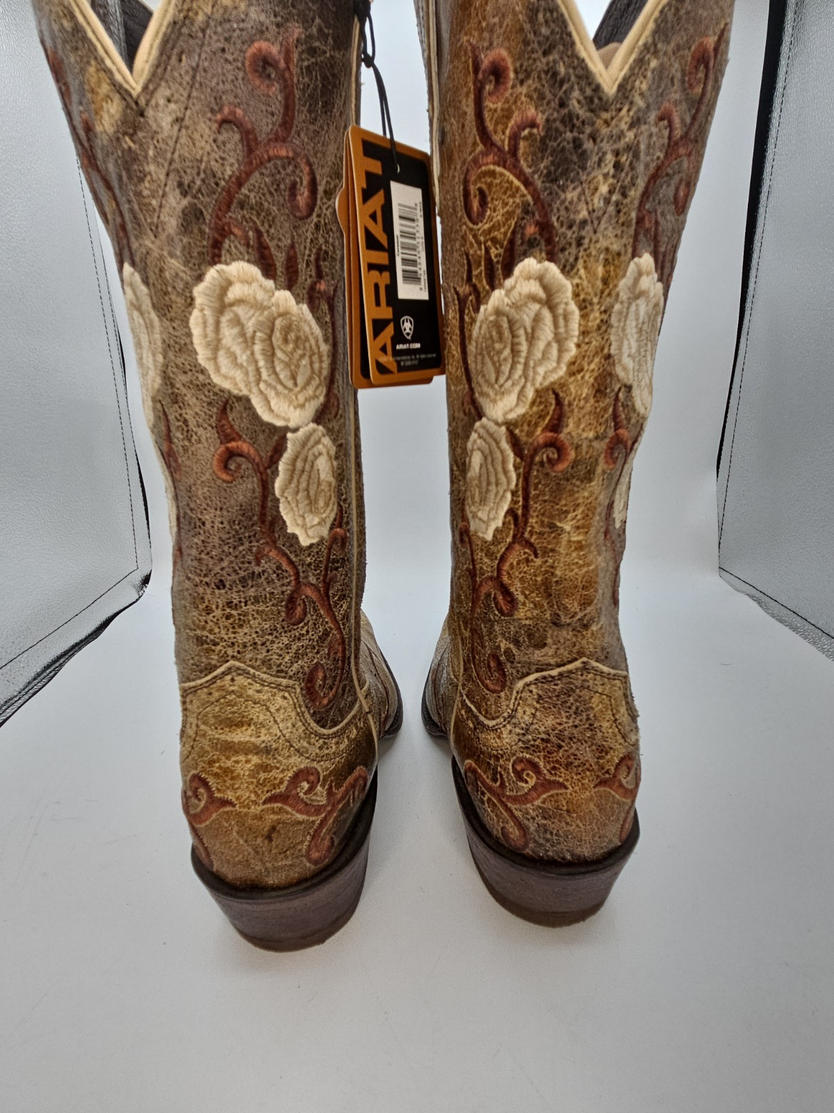 ARIAT Women’s 9Corazon Shattered Marble Cowboy Boots Leather Stitched Flower