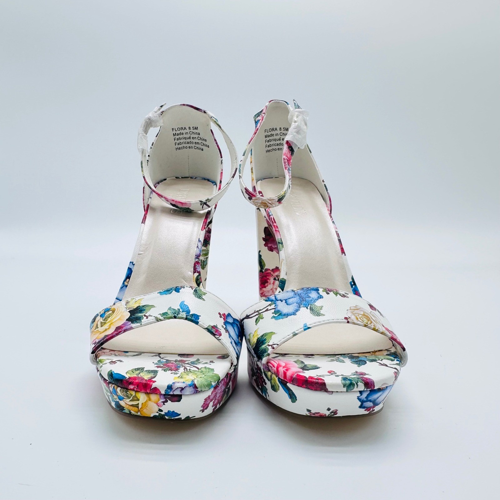 Davids Bridal Flora Floral Platform Block Heels Ankle Strap 8.5M Wedding Fairy