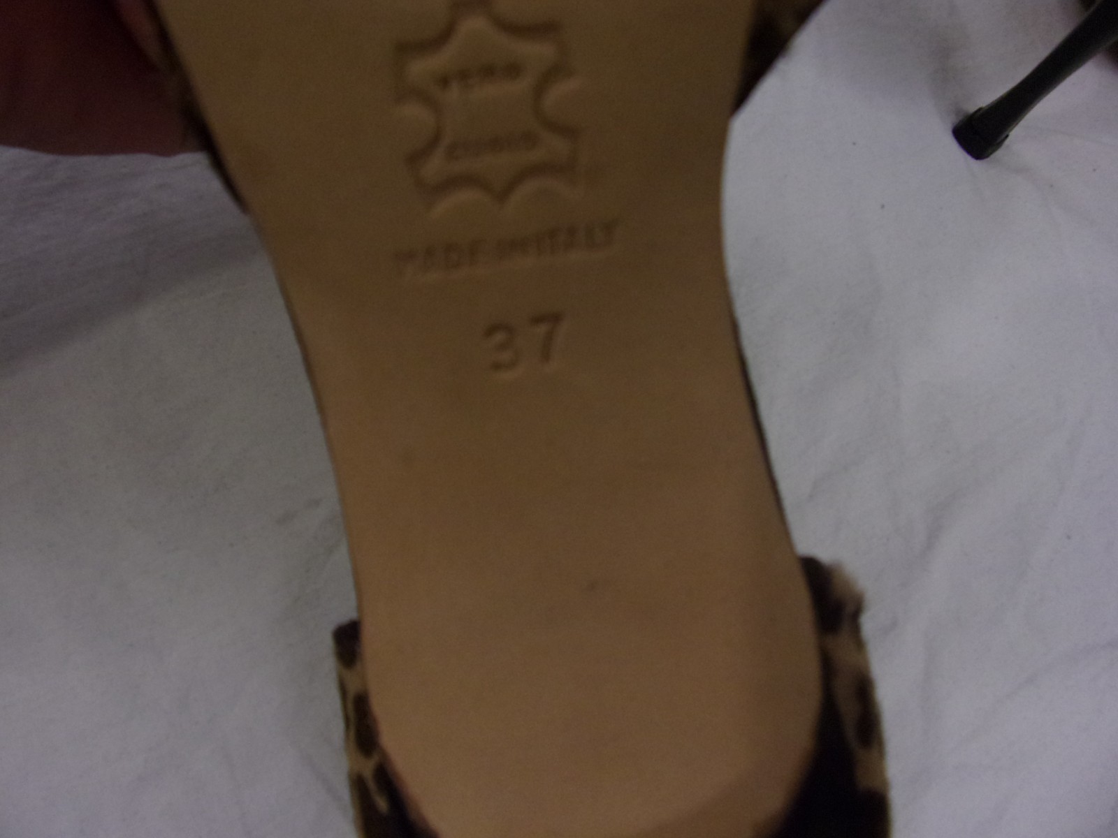 Manolo Blahnik Leopard Calf Hair Peep Toe Buckle Front 37 NWOB