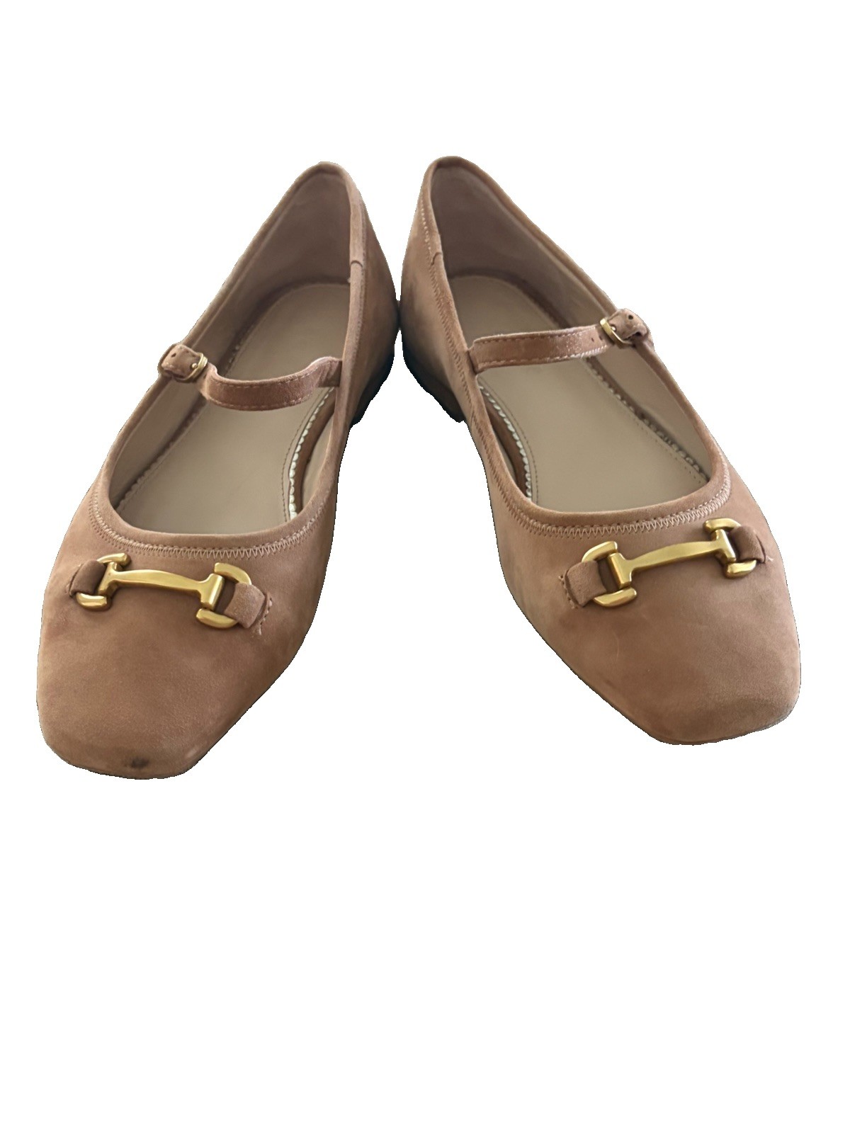 Boden Iris Snaffle Mary Jane Flats Ginger Snap Tan Suede Size 39 US 8.5 Flaw