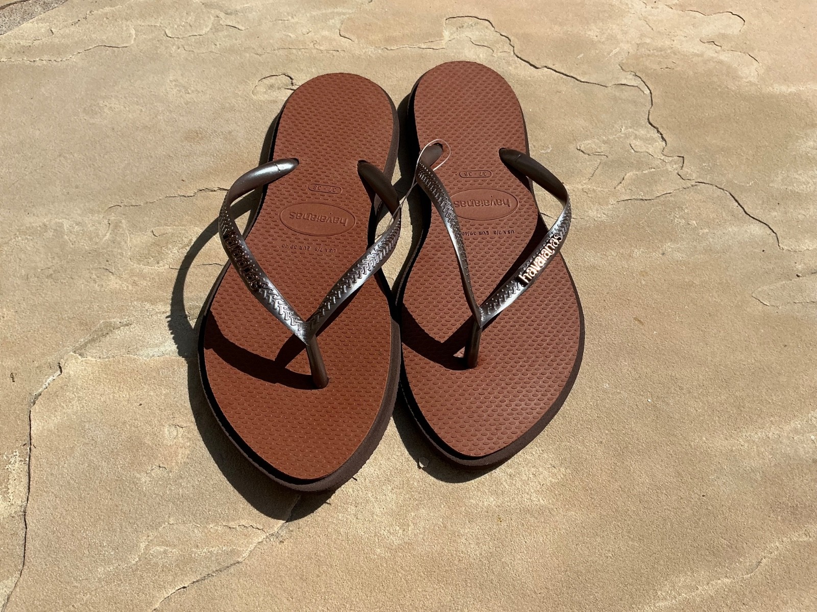 Havaianas Slim Point Flip Flops Color Café Sz 7/8