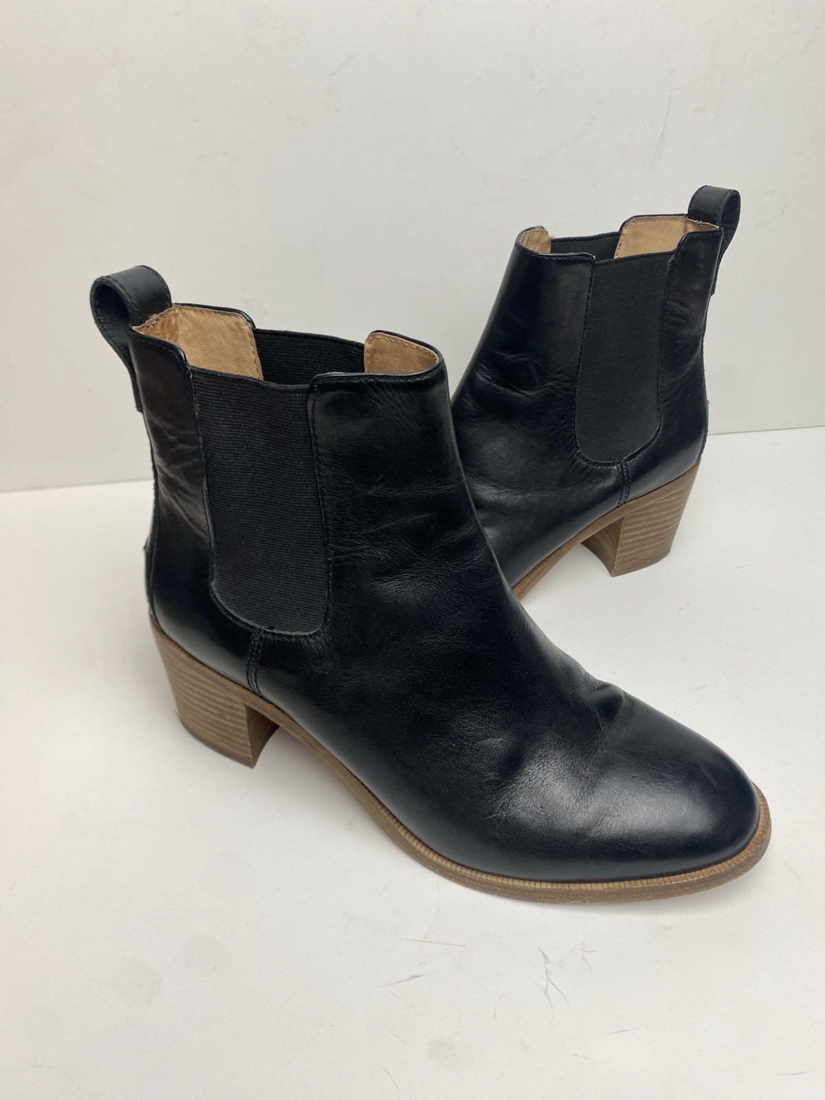 Madewell Chelsea Boot Black Leather Block Heel Women’s 7