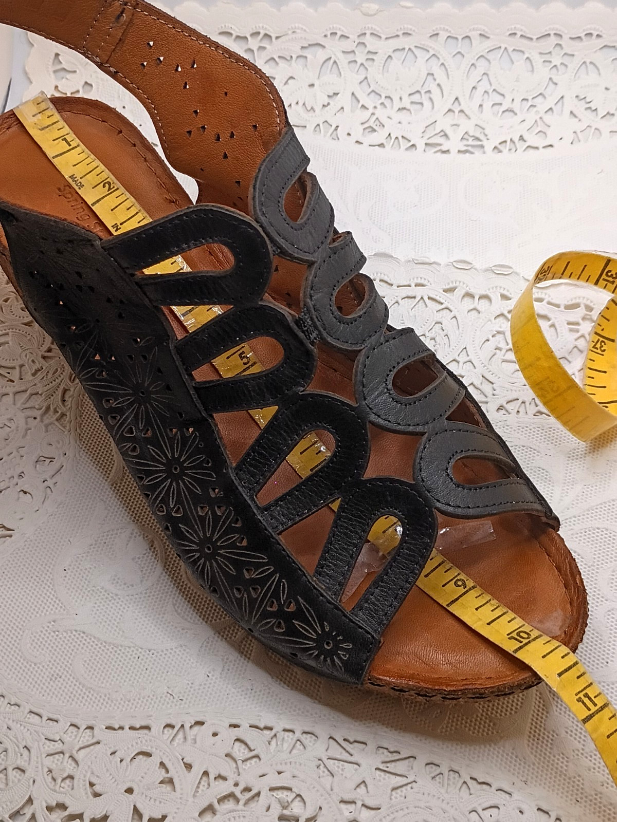 Spring Step Inocencia Women’s Size 9 US / 40 EUR Black Leather Wedge Sandals