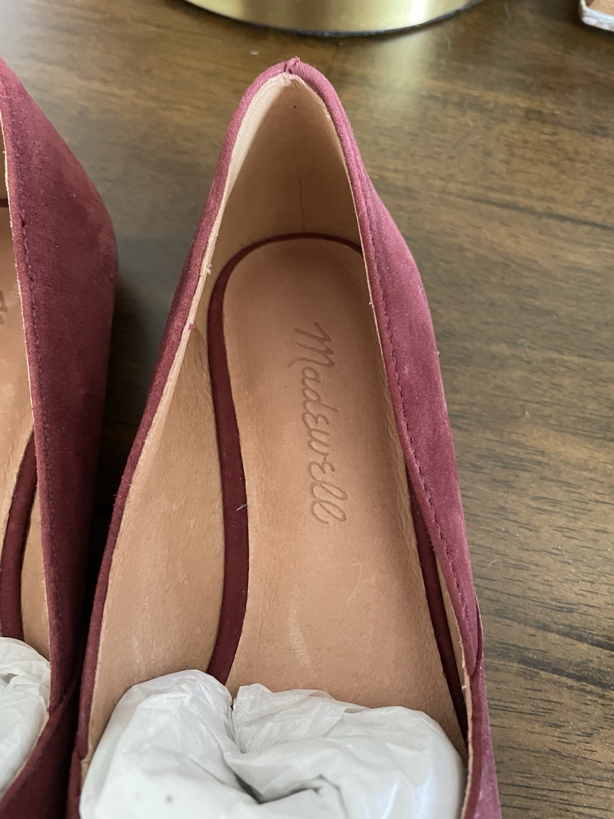 Madewell The Lizbeth Pointy Flats Women 5 Shoes Suede Leather Burgundy Slip On