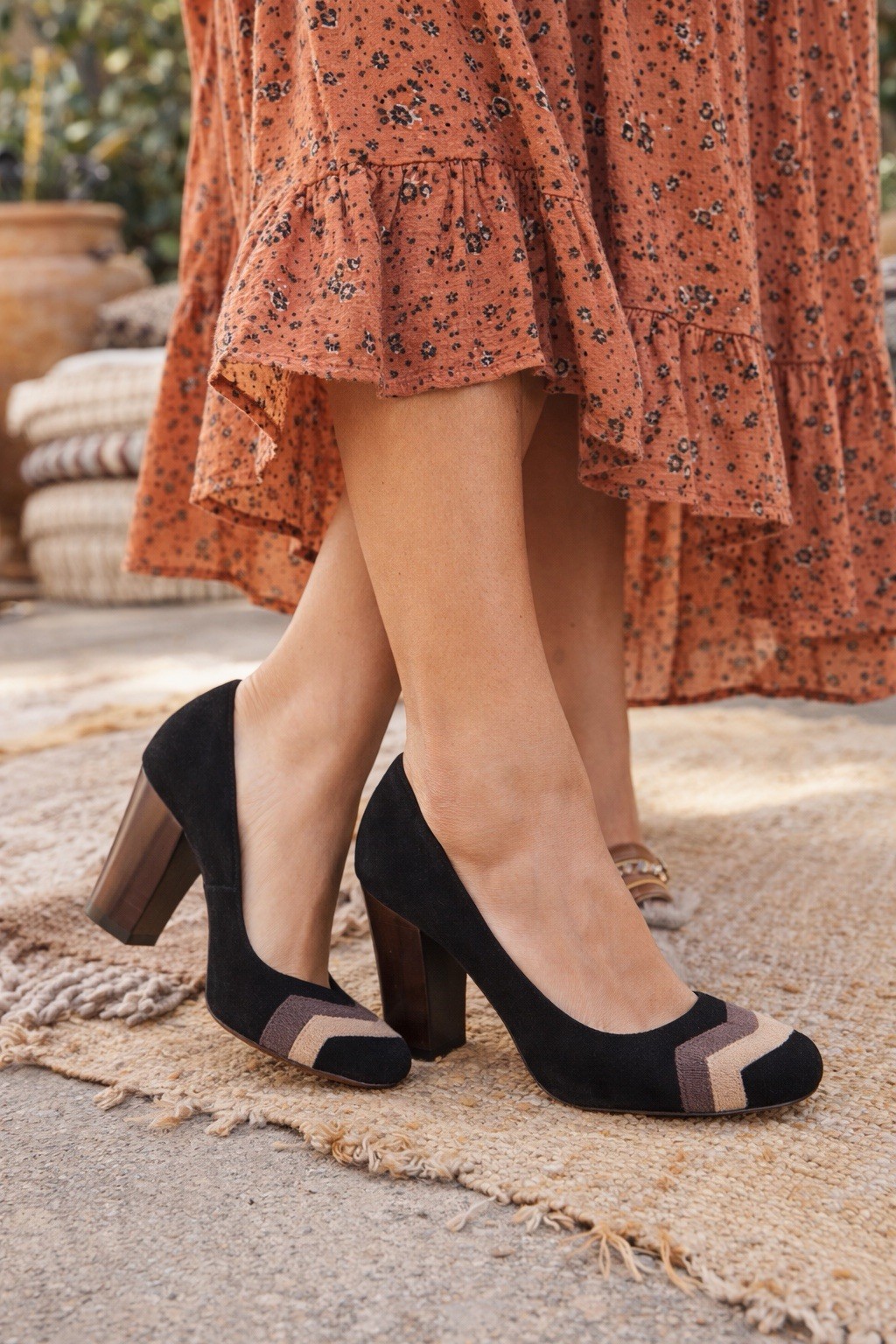 Missoni for Target Suede Chevron Block Heel Pumps Black Size 11 Retro Designer