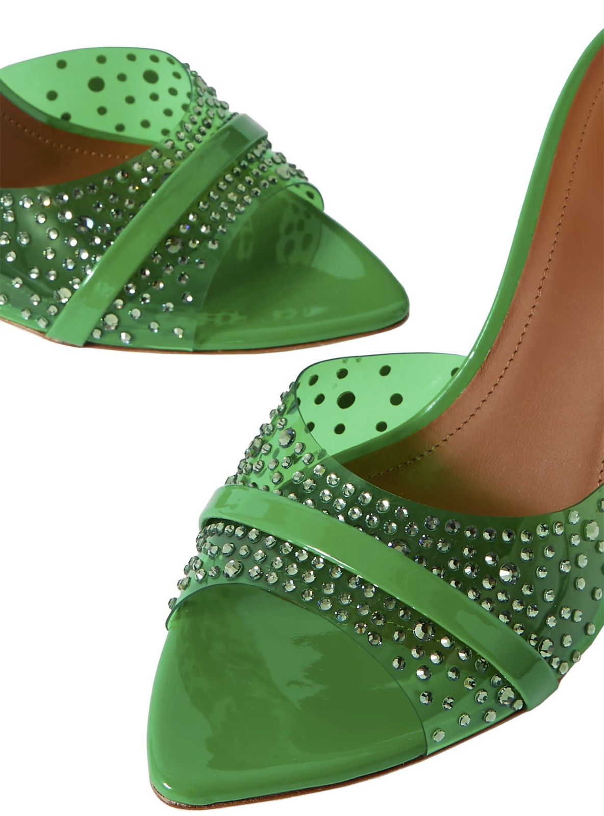 Malone Souliers Womens Julia Embellished PVC Mules 37 Green – NIB $725