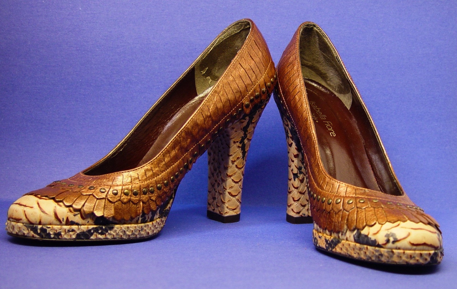 ISABELLA FIORE Made in Italy SZ 6M BROWN ANIMAL PRINT FRINGED PUMPS, SHARP COND.