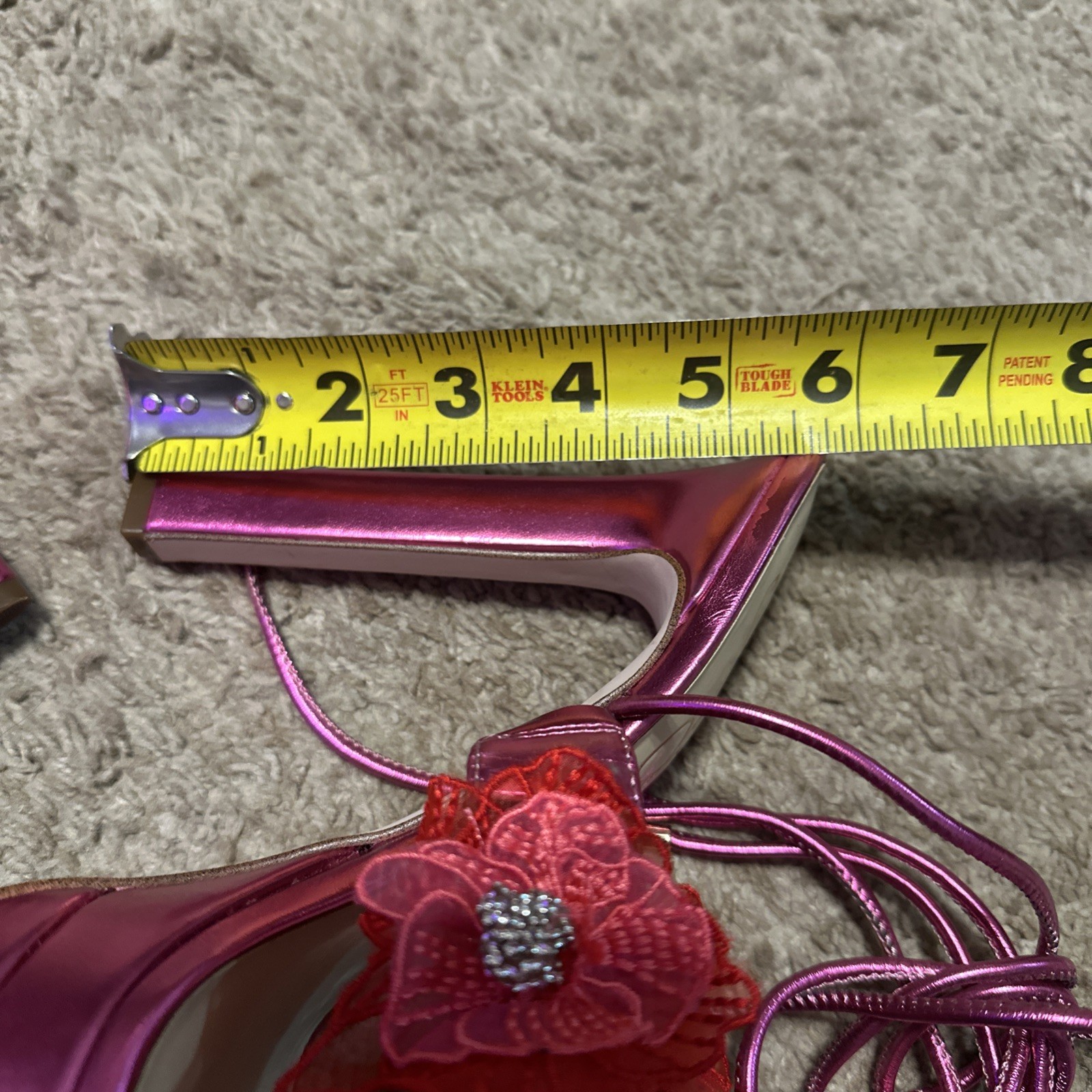 JESSICA SIMPSON Size 9.5M Iyla Pink Jewel Strappy Heels Lace Flowers Wrap Ankle