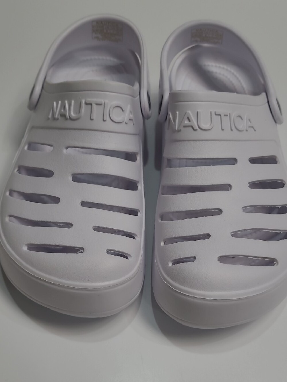 Nautica River Edge Unisex White Ventilated Water Clogs – Size 9-Women 7-Men