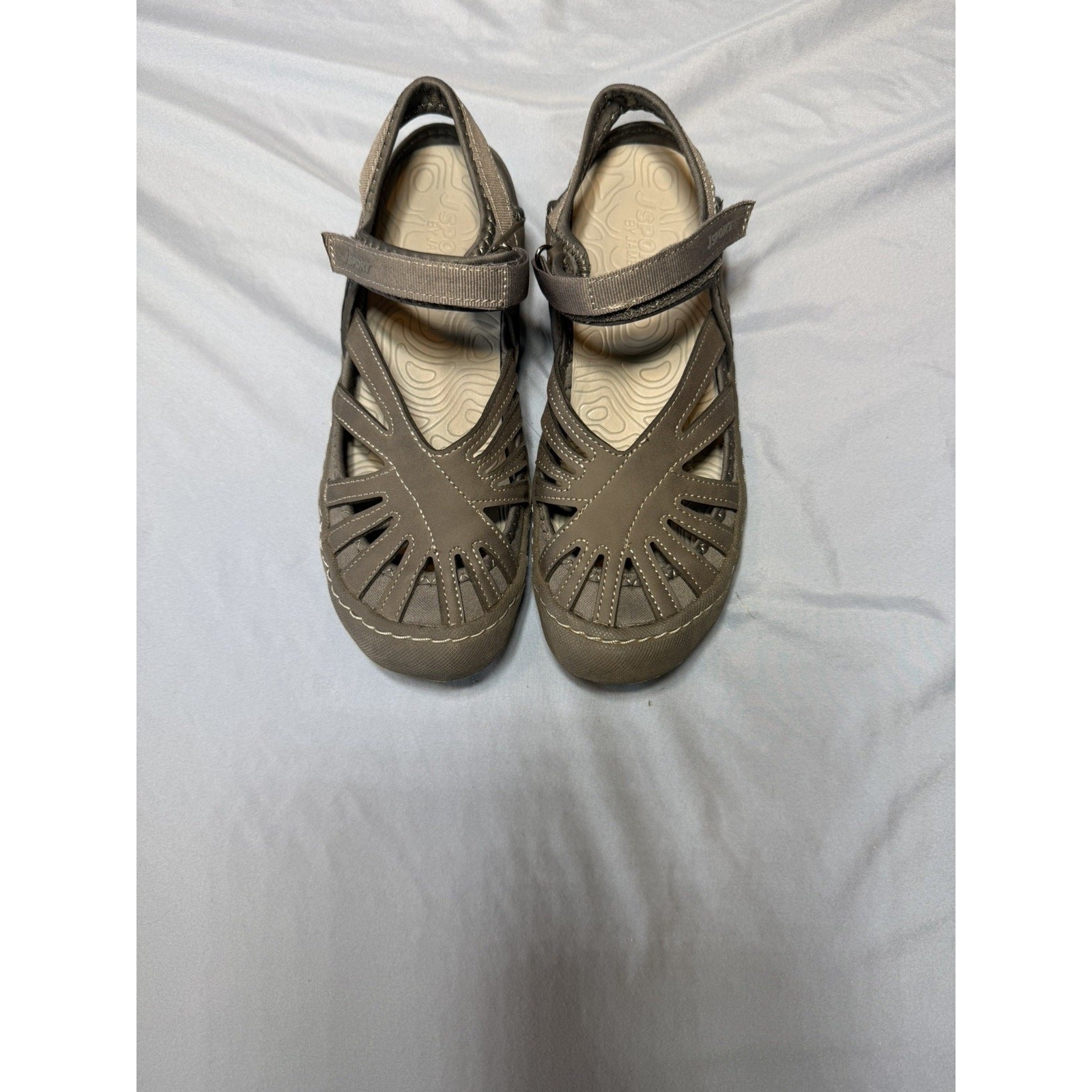 JSport Poppy Sandals Closed Toe Hook & Loop Gray Comfort