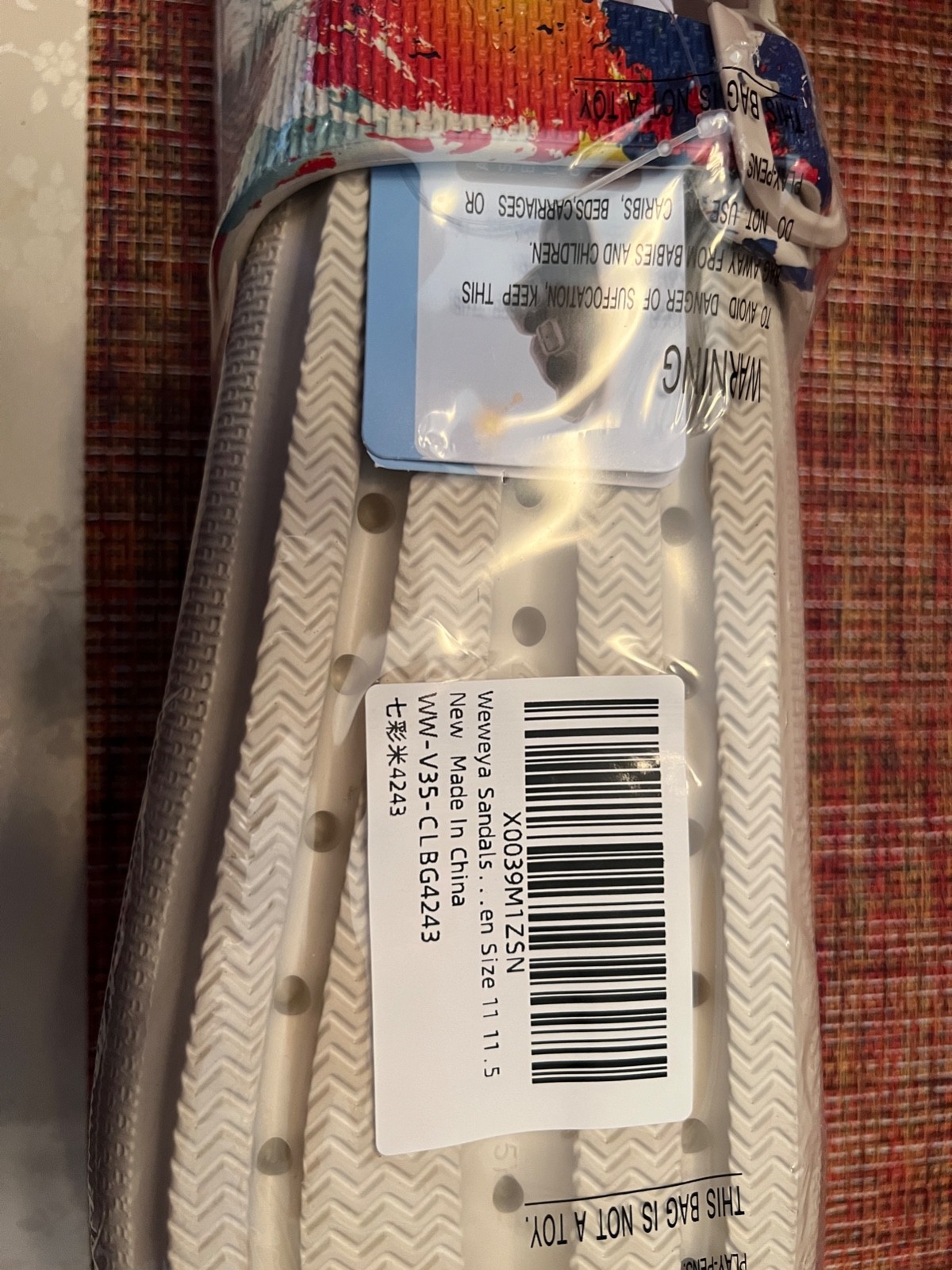 Sandals Soft Cushion, Multi color, Two Strap Slides , Sz 11, Unopened Pkg