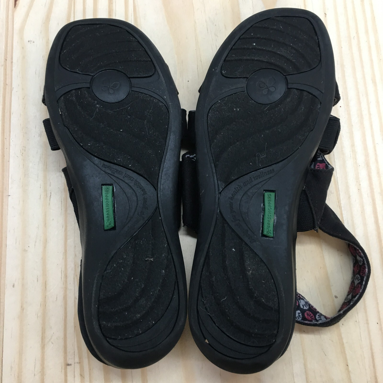 Grasshoppers Sandals Womens 6.5 W Beach Front Slingback Strappy Black Wedge