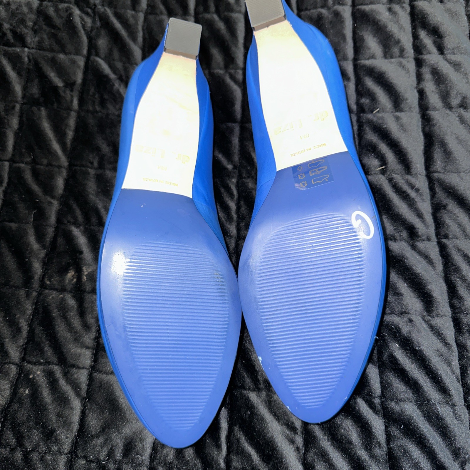 Dr Liza Blue Med Heel Shoes 8M Made In Brazil NWOB