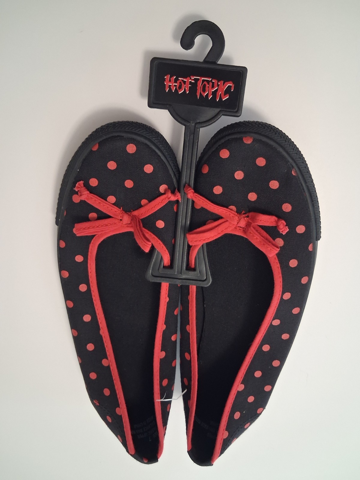 Vintage Y2K Hot Topic Black Red Polka Dot Ballet Flats Size 7 NWT Deadstock