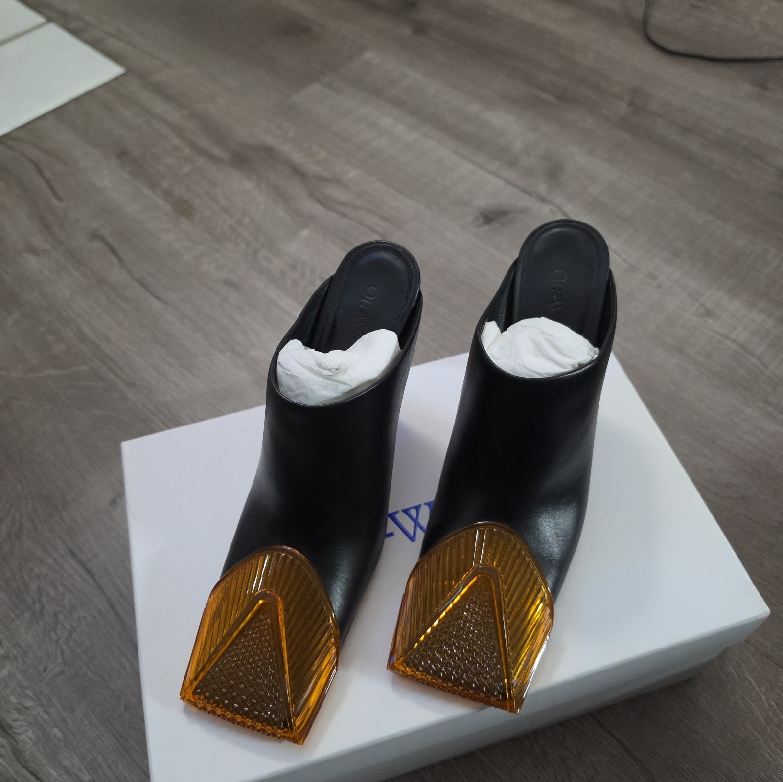 Off-White Lunar Mules Blinker Shoe Women Size 7 37 New In Box Authentic Bundle