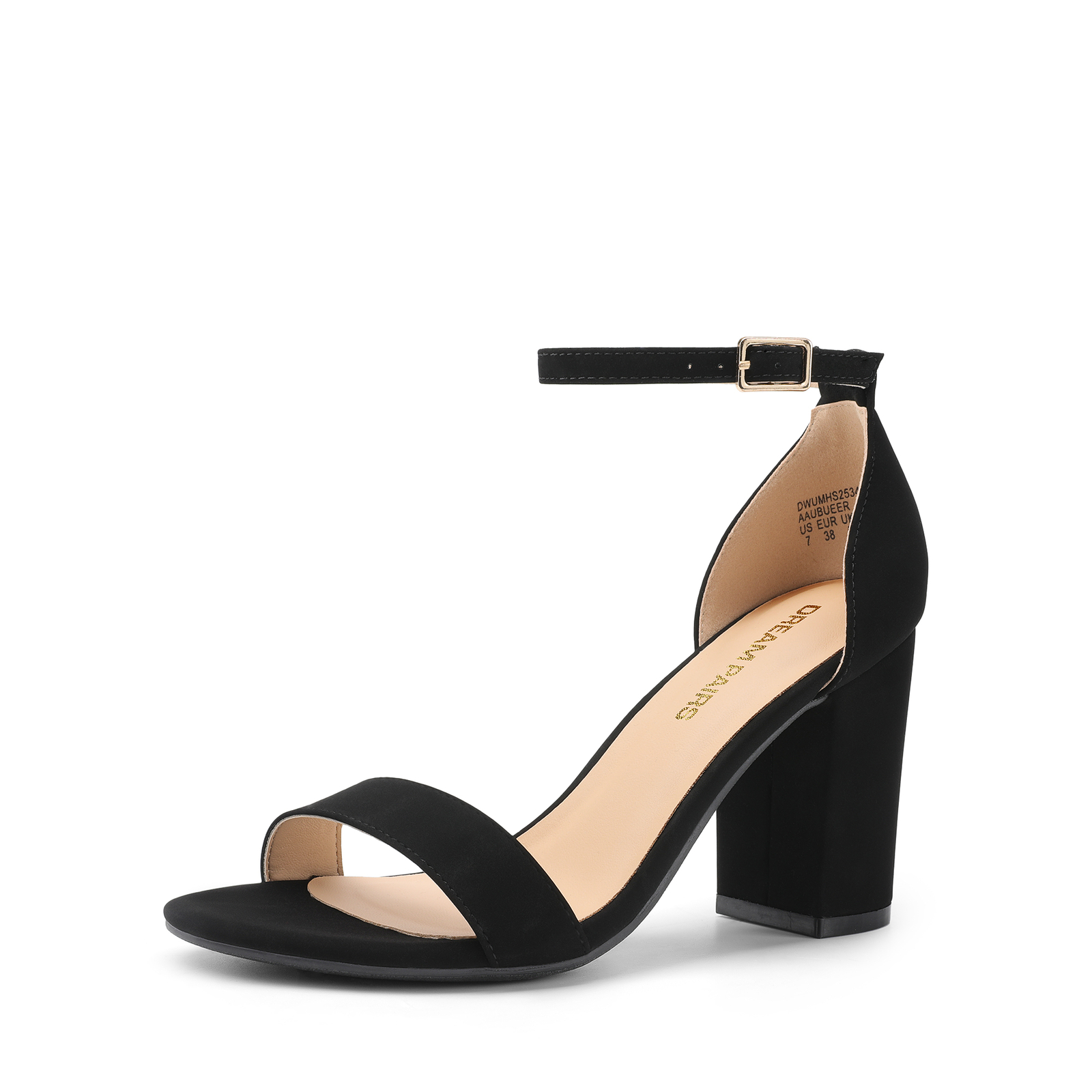 Women Wedding Party Sandals Ankle Strap Open Toe Mid Chunky Block Heel Sandals~