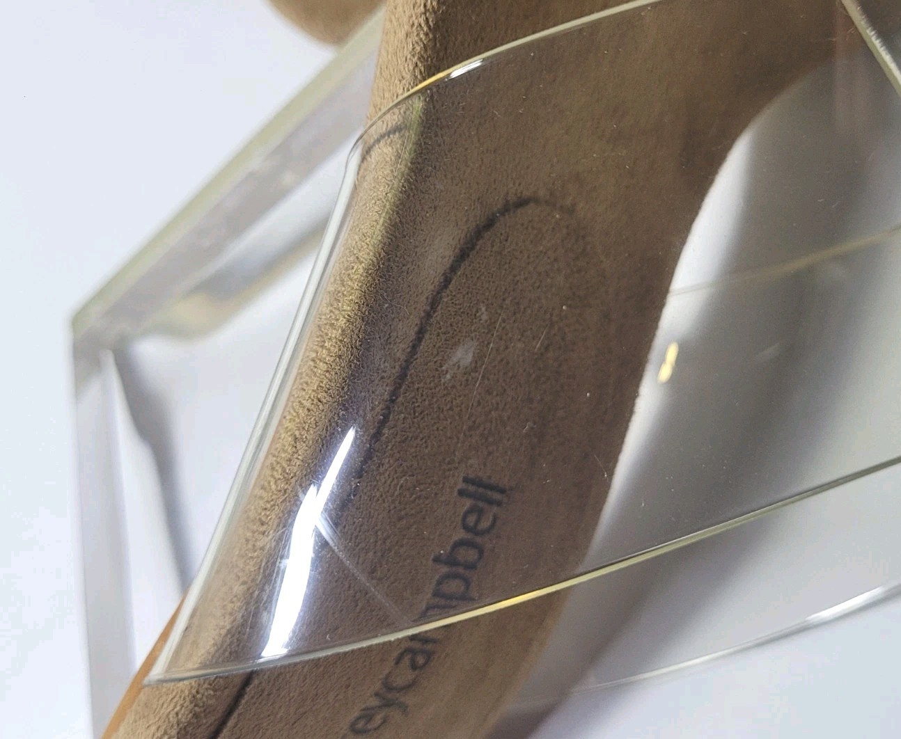 Jeffrey Campbell Clear Lucite Wedge Heels Sculptural Slides Sandals 7.5 Designer