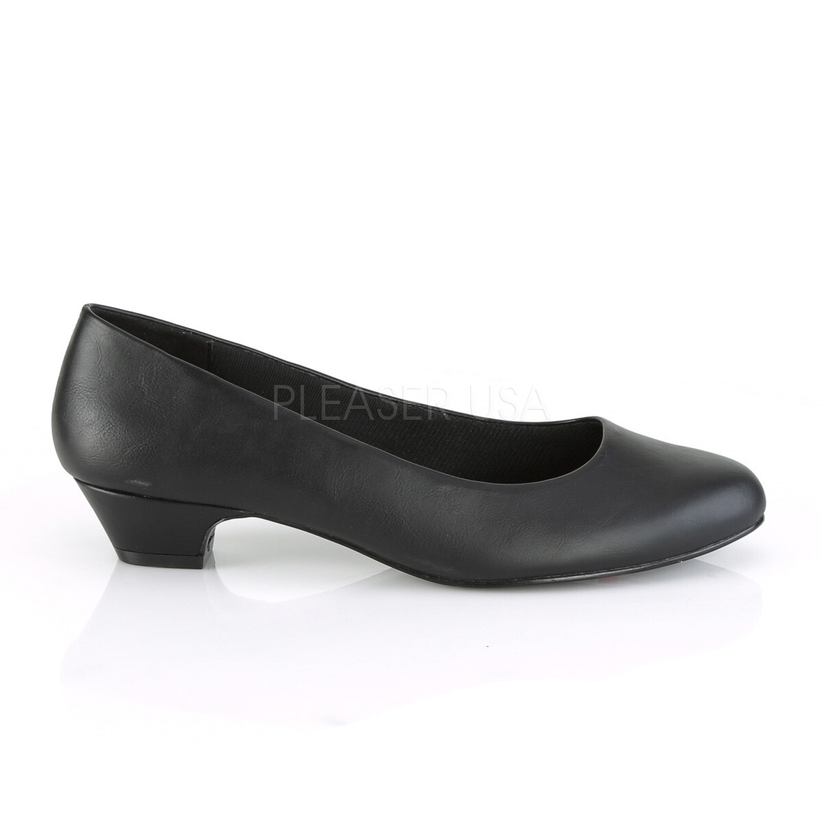 1″ Black Leather Low Heels Mens Crossdresser Pumps Shoes in Womans size 13 14 15