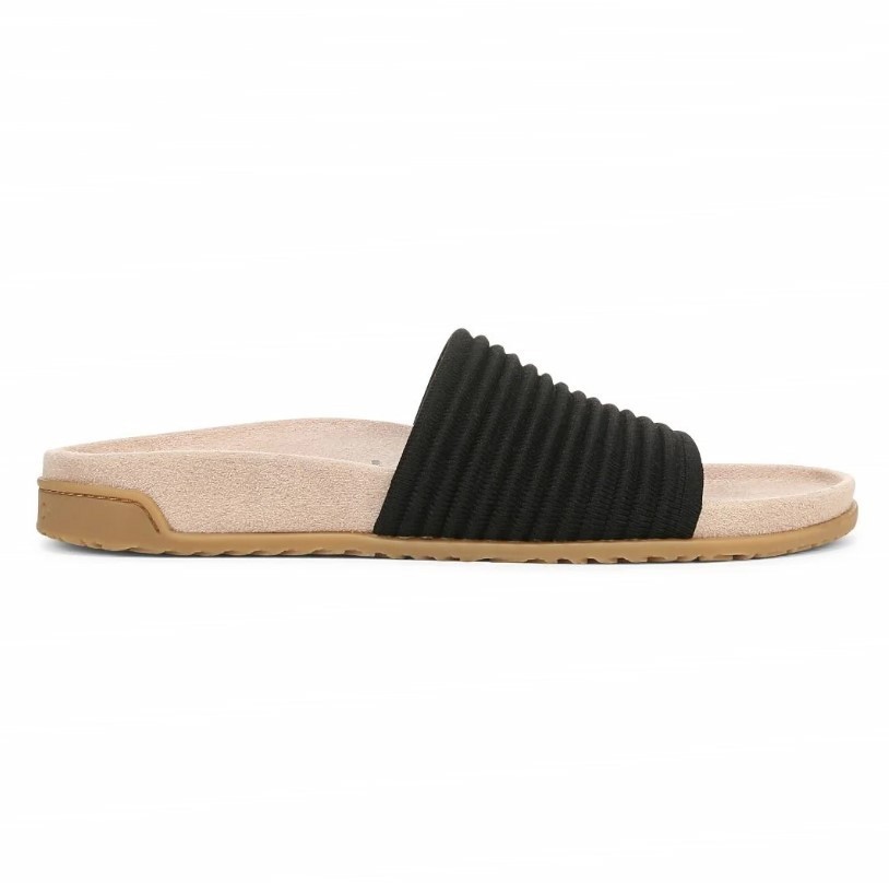 VIONIC Women Evie Knit Slide Sandal, Black (NEW)