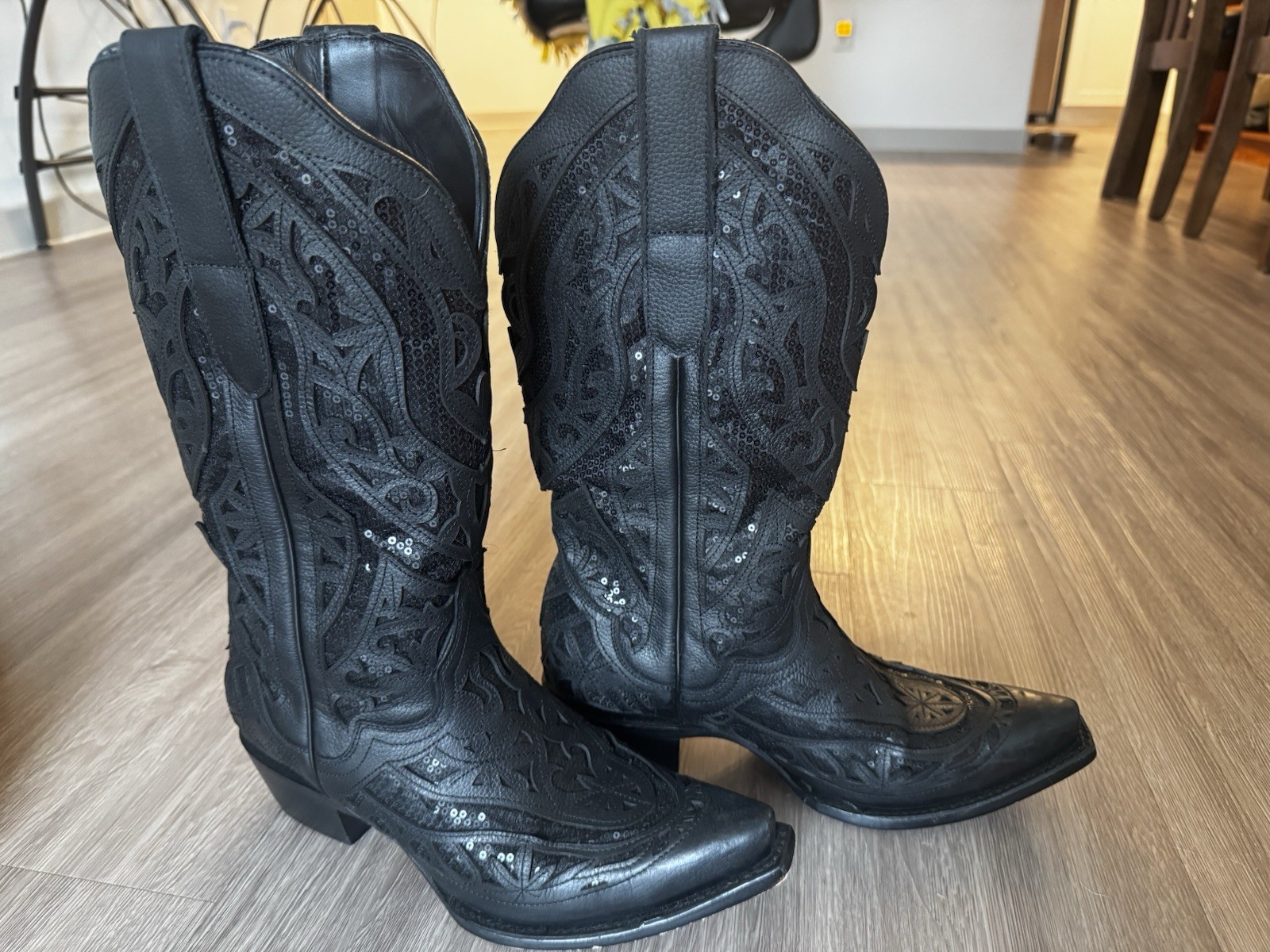 Women’s Coral Black Sequin Cowboy Boots