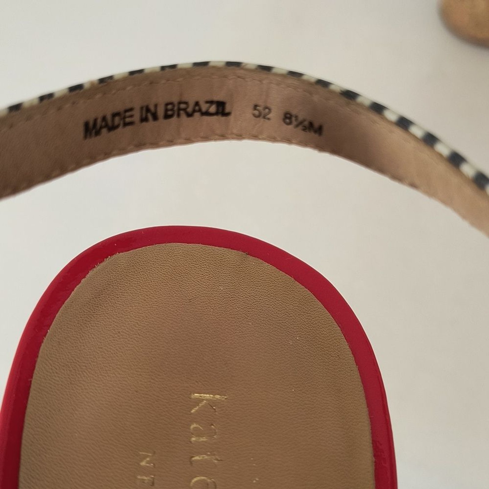 Kate Spade Tropez Striped Patent Leather Cork Wedges Sandal sz: 8.5M