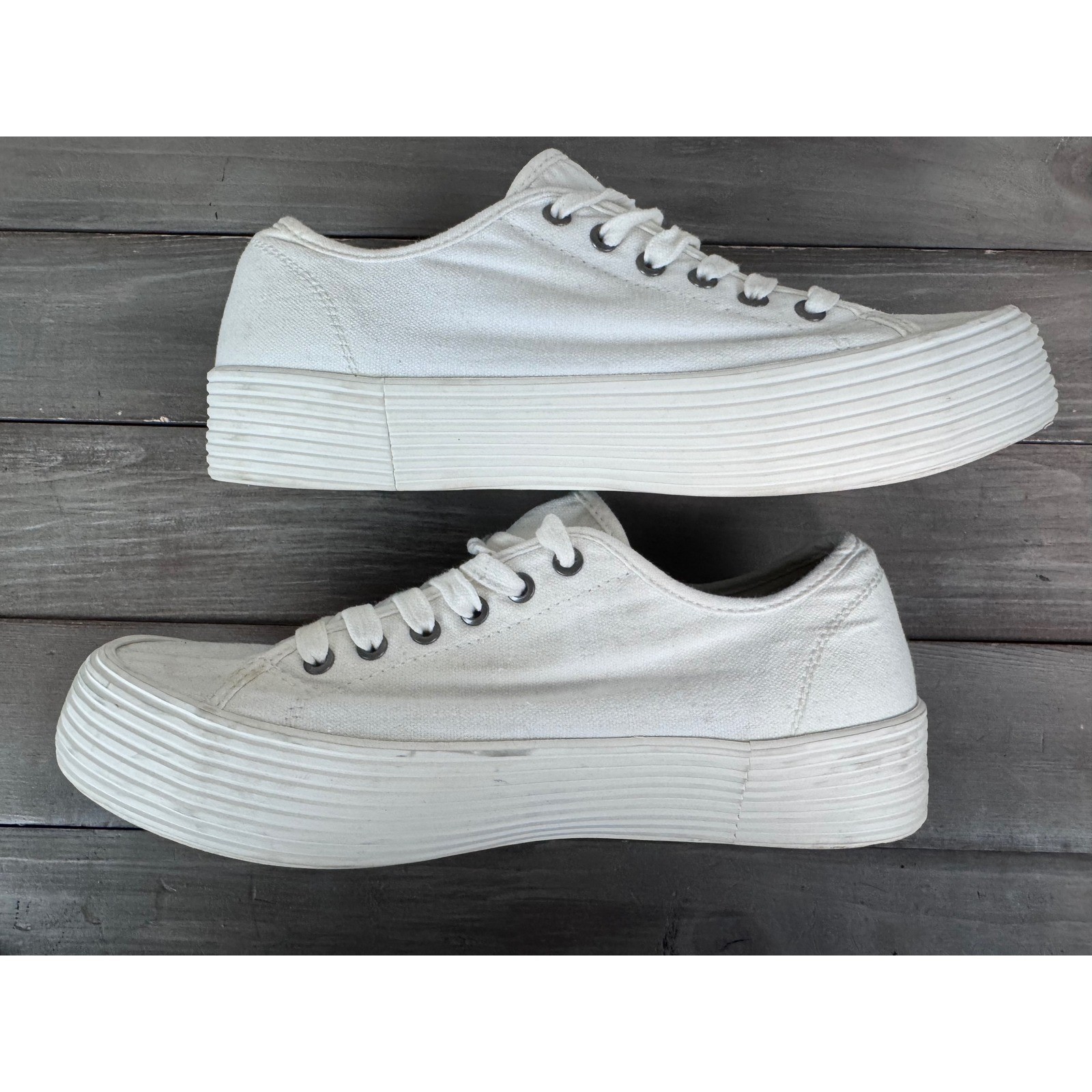 SeaVees Monterey Sneaker Platform Bleach White Canvas Womens 9 California