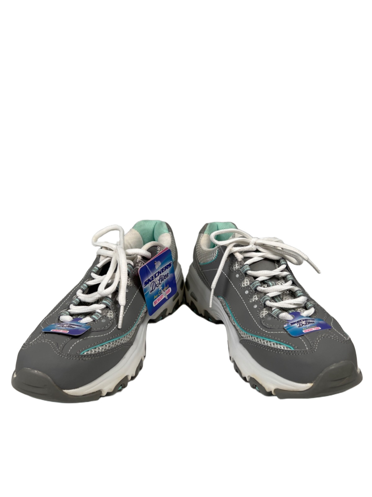 Skechers Women’s Gray/Blue D’Lites Air Cooled Memory Foam Sneakers – 7