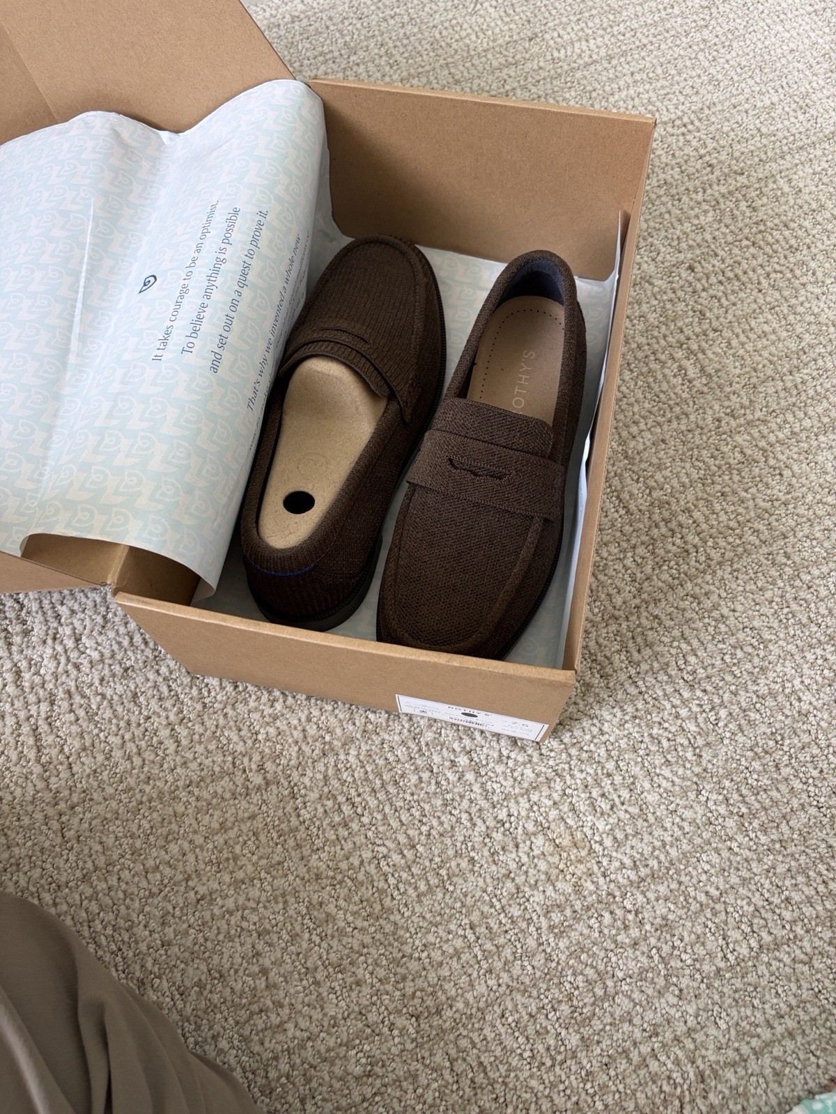 Rothy’s Penny Loafer Flats Brown Knit Textile “Bistro” US 7.5 EU 37.5