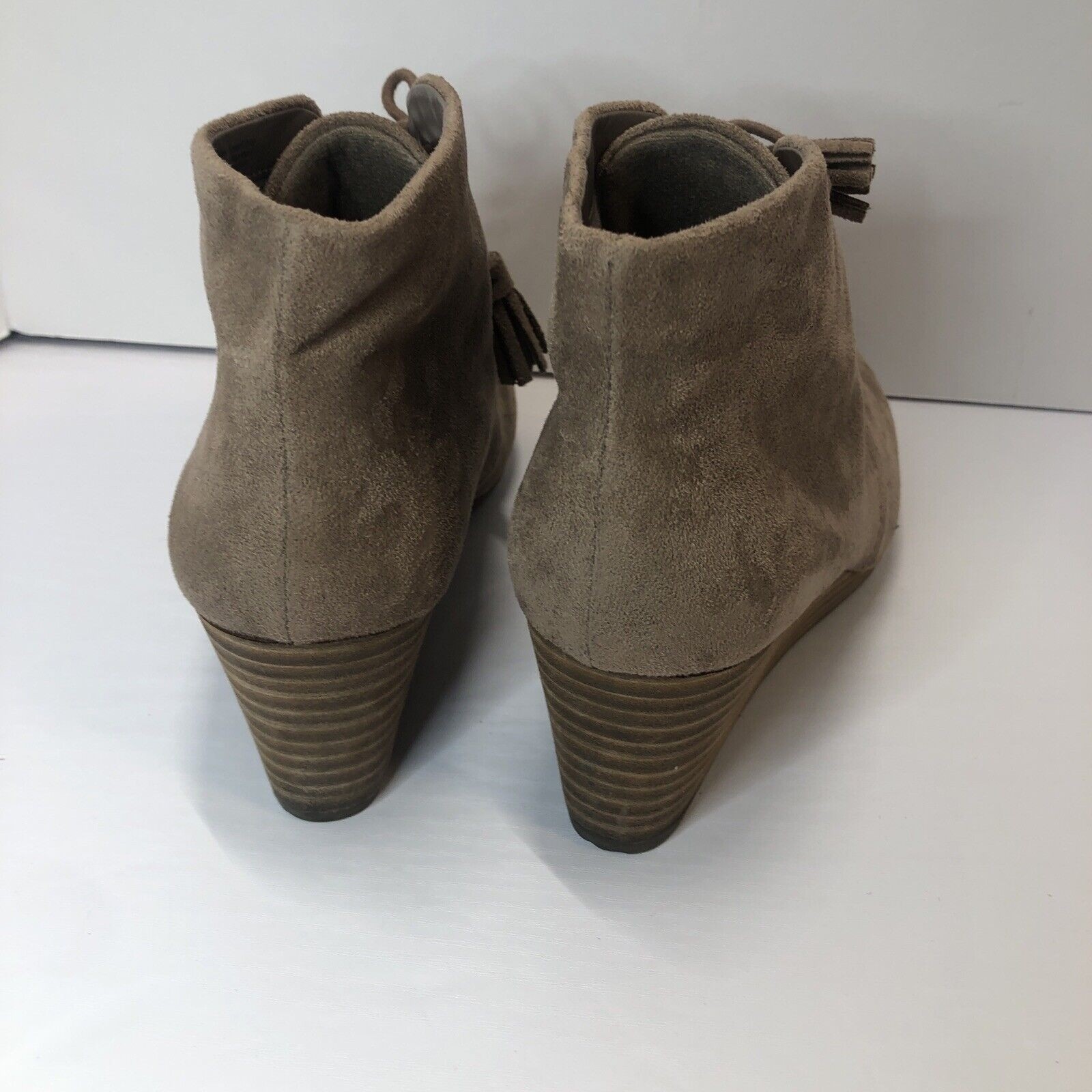 Boots Women 7M Dr Scholls Dakota Wedge Heels Ankle Booties Brown Fabric Cool Fit