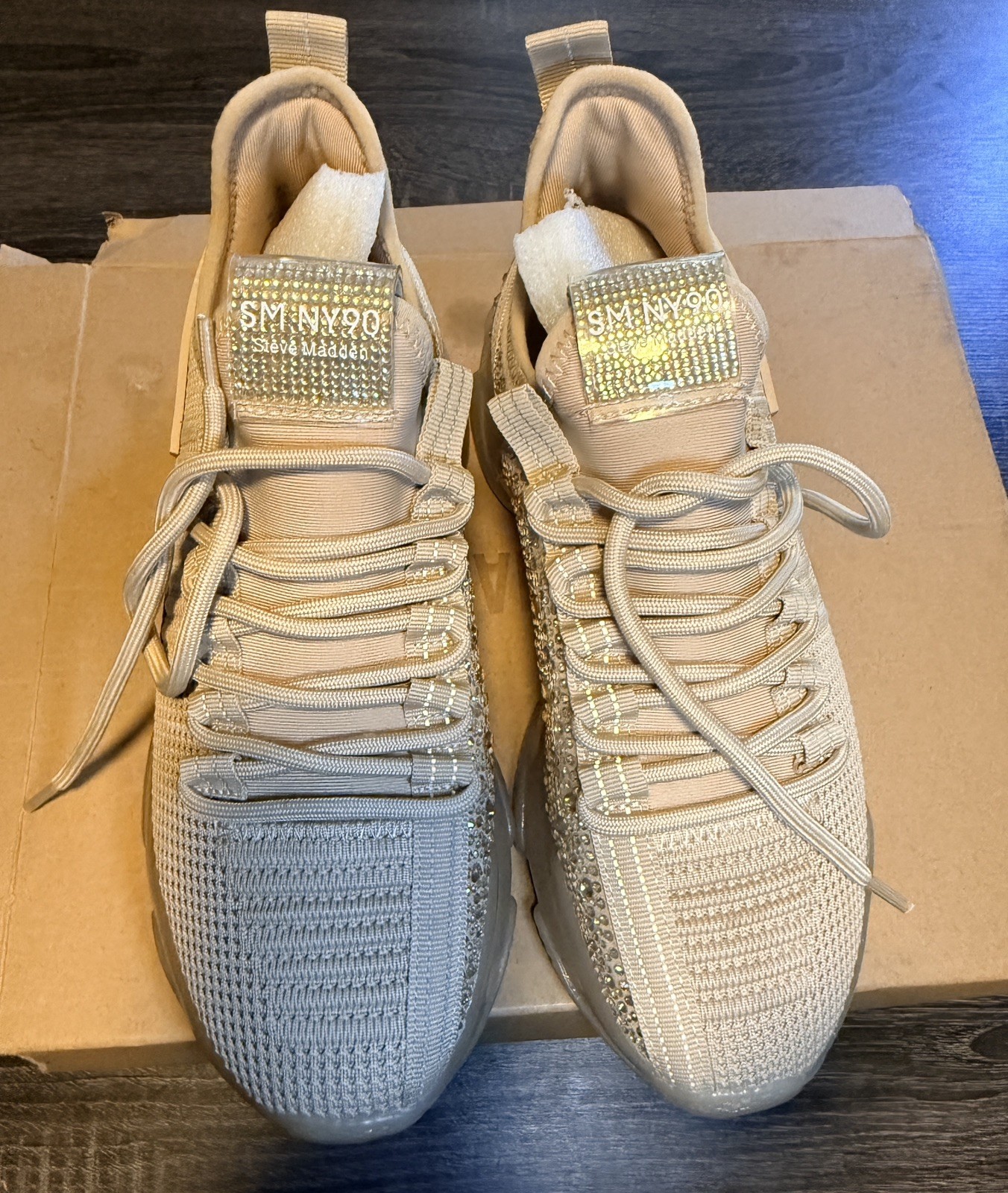 Steve Madden Maxima Tan/Blush SM NY90 Women’s Size 8.5M Rhinestone Shoes