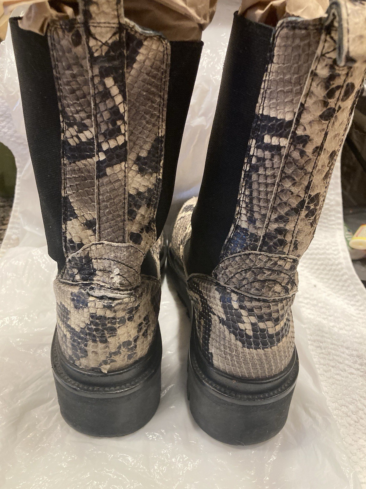 All Saints Billie Snake Embossed Print Chelsea Boot Size 36/ USA Size 6 MSRP 230
