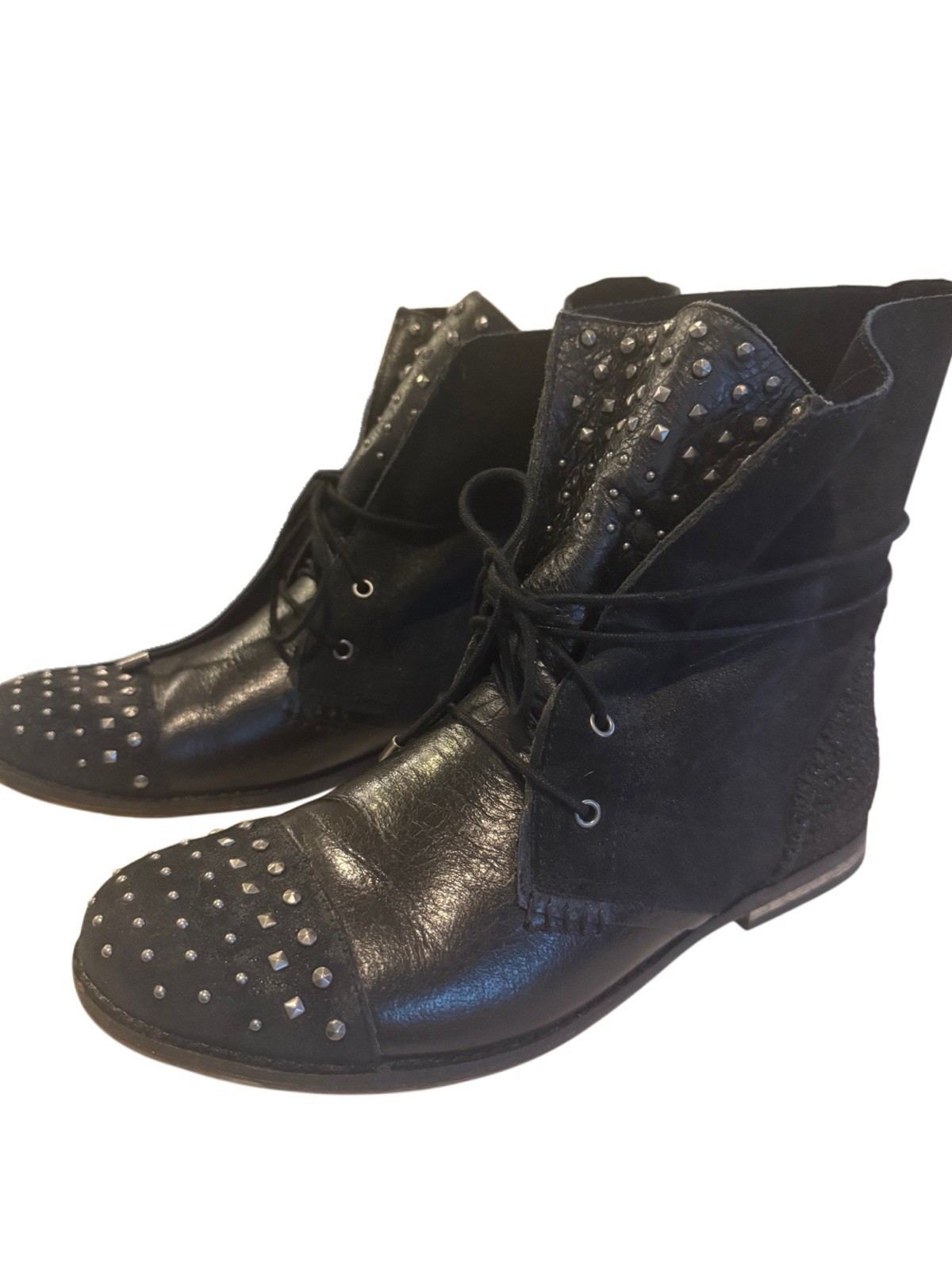 The Sak Jada Black Studded Leather Moto Ankle Boots Boho Punk Festival NWT 9 NEW