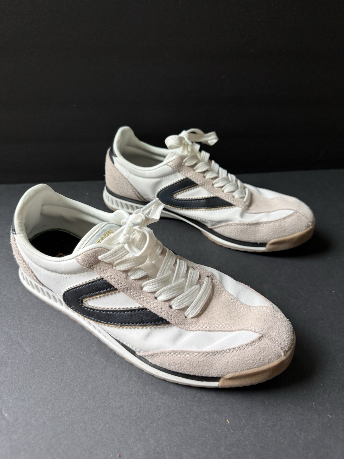 Tretorn Kristine Elite G Women’s Size 7.5 White Black Textile Leather Sneakers