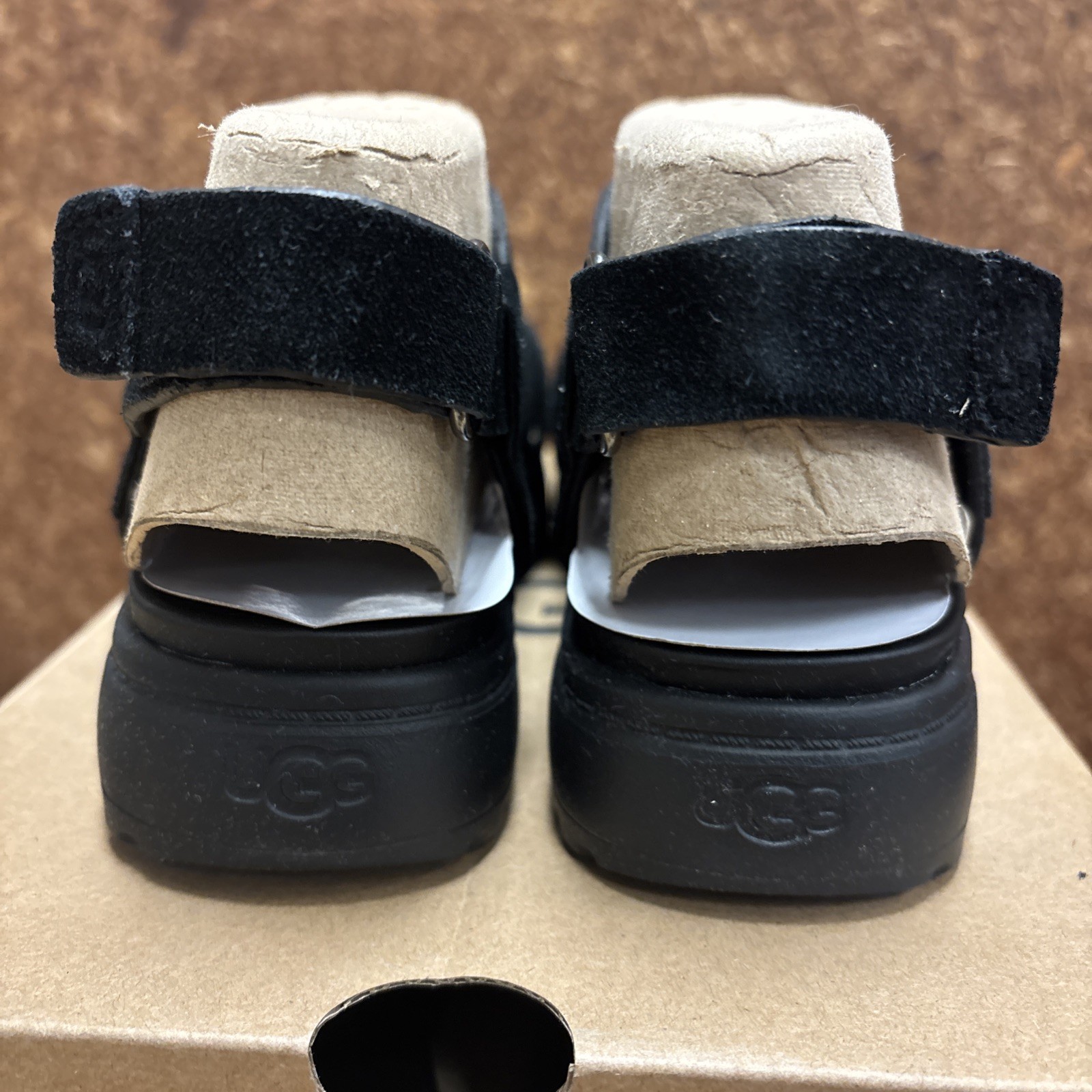 UGG ZAYNE II Women’s Size 5 Black Ankle Adjustable Strap Sandals Suede Platform