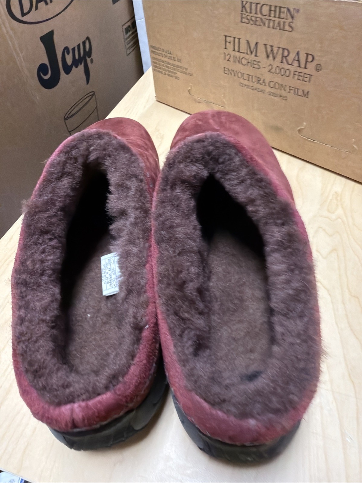 Merrell Burgundy Brown Suede Slip-On Clogs Size 10 Casual Comfort Fall Winter