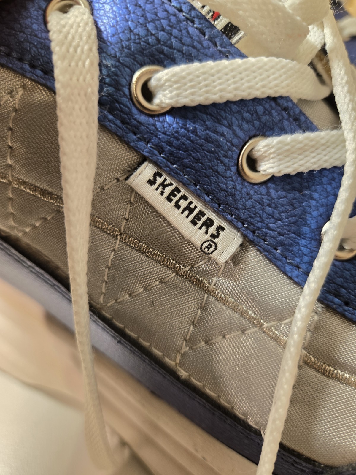 Vintage 90s Y2K Skechers Platform Sneakers Blue Sz9 (fits like 8) Bubble Sole