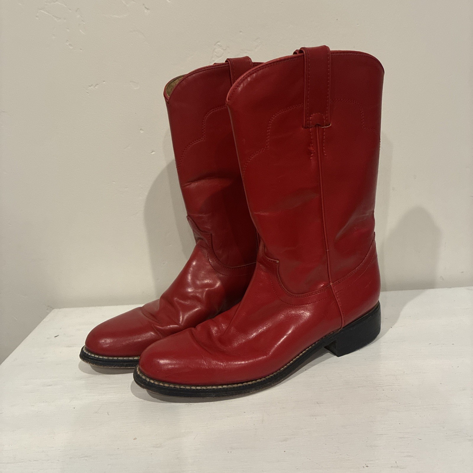 Vintage Tony Lama Women’s Red Leather Roper Cowgirl Boots Size US 5 1/2