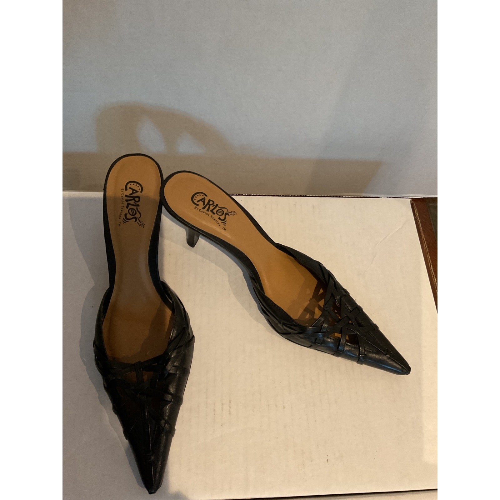Carlos-Carlos Santana -“Vicious “ – Slim Low Heeled Leather Mules – Brazil – 7M