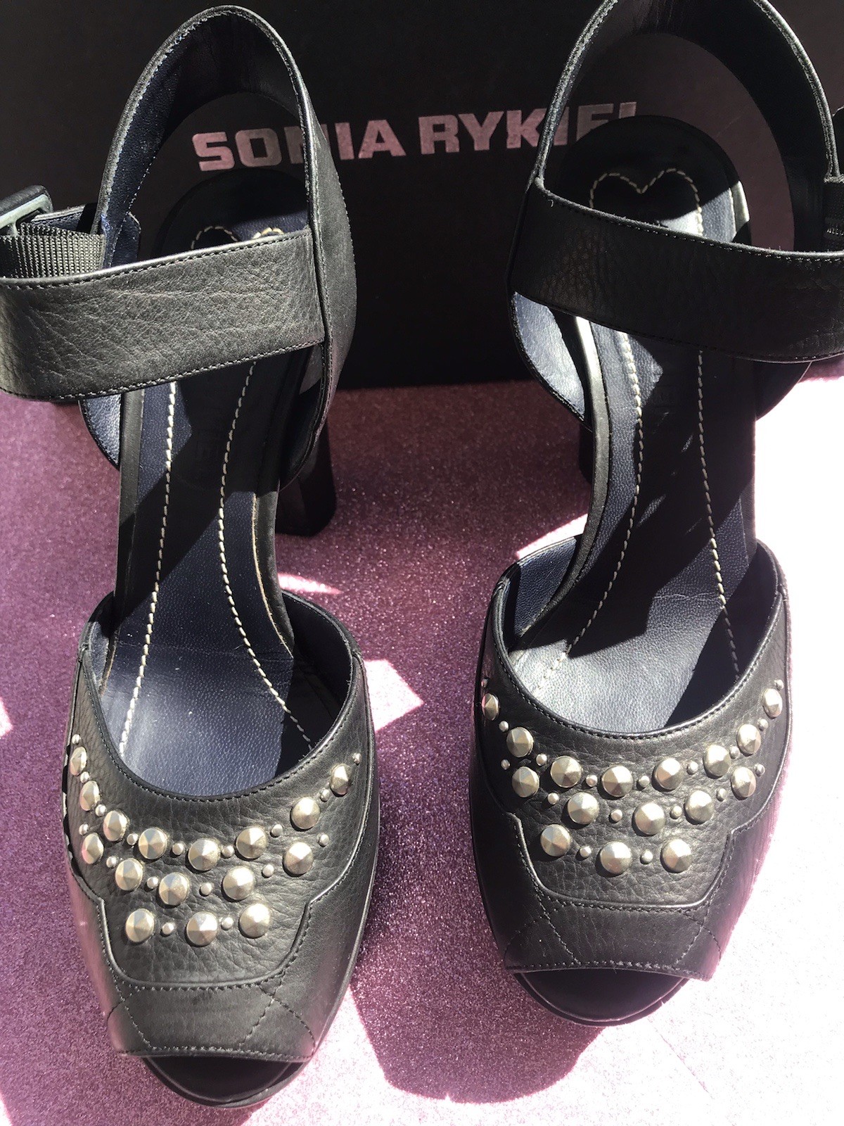 🍀SONIA RIKYEL 🌼LEATHER PLATFORM SHOES SIZE 36.5 🌷 💐💐 ́
