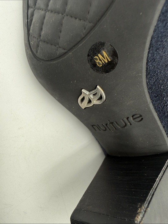 Nurture by Lamaze Navy Suede Block Heel Slip-On Booties women 8.5 M office retro