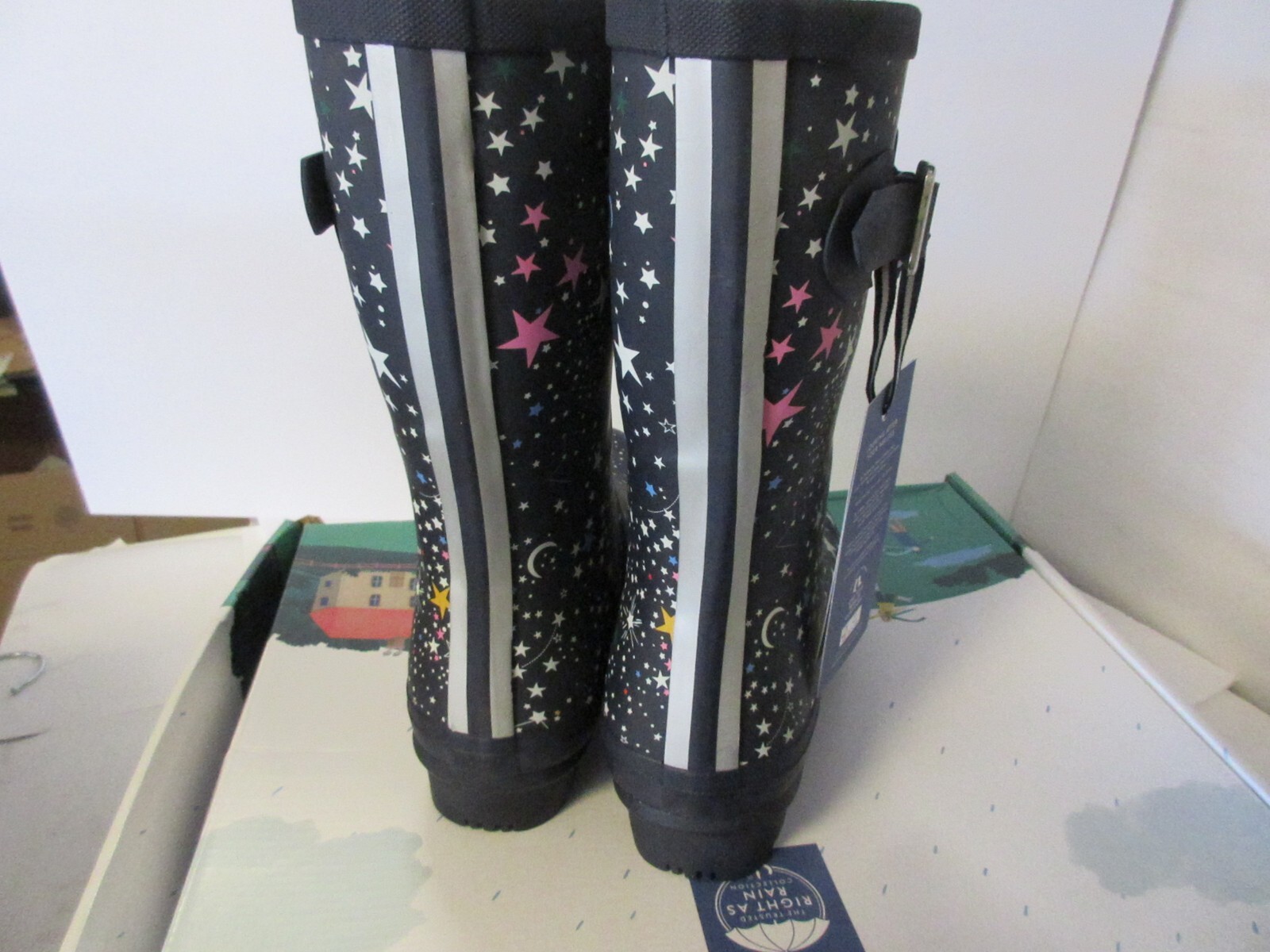 Joules Womens waterproof rain boots 214785 Molly Welly Navy Stars