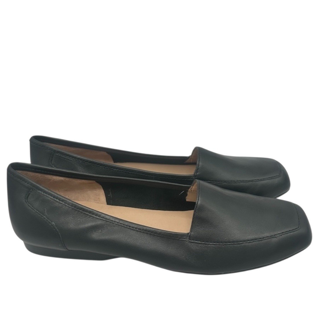 Array Black Leather Loafers Size 10N Narrow Slip On Flats