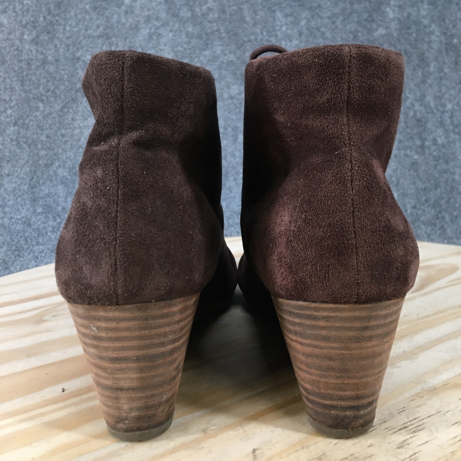 Dr. Scholl’s Boots Womens 9.5 M Dakota Ankle Bootie Brown Fabric Wedge Heels