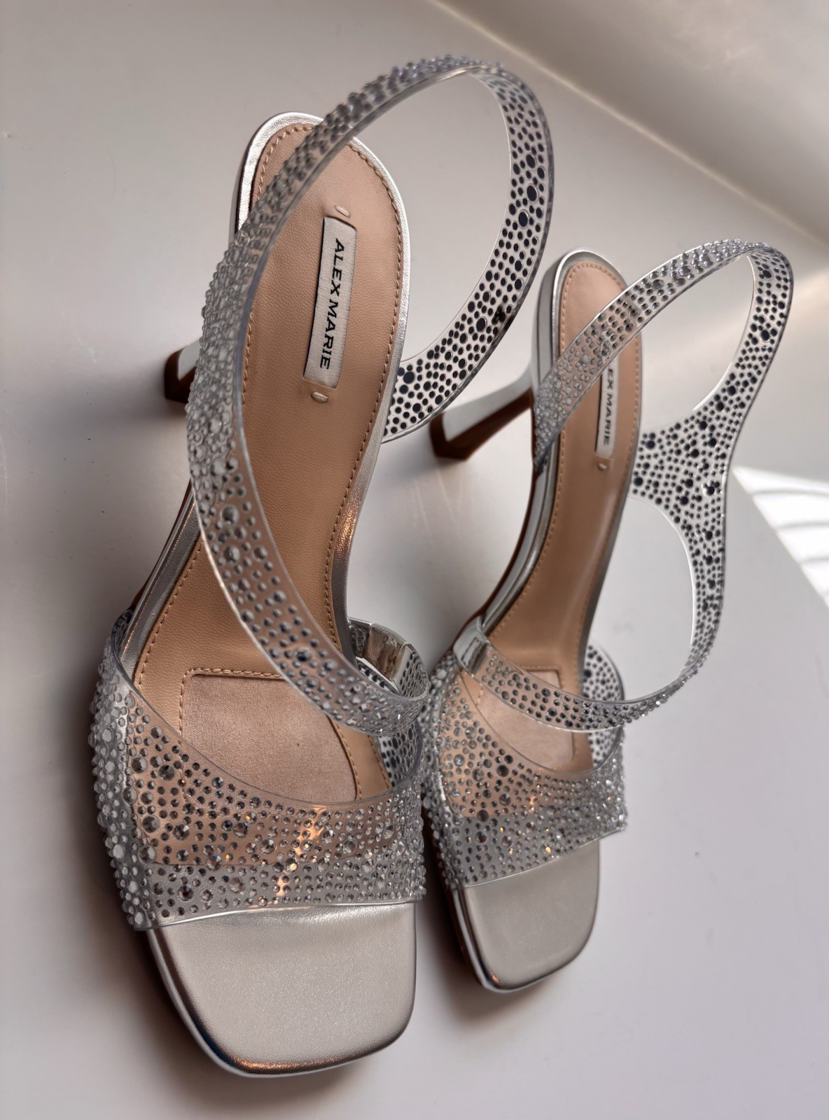 Silver Clear Rhinestone Evening Party Wedding Shoes Alex Marie Sutton
