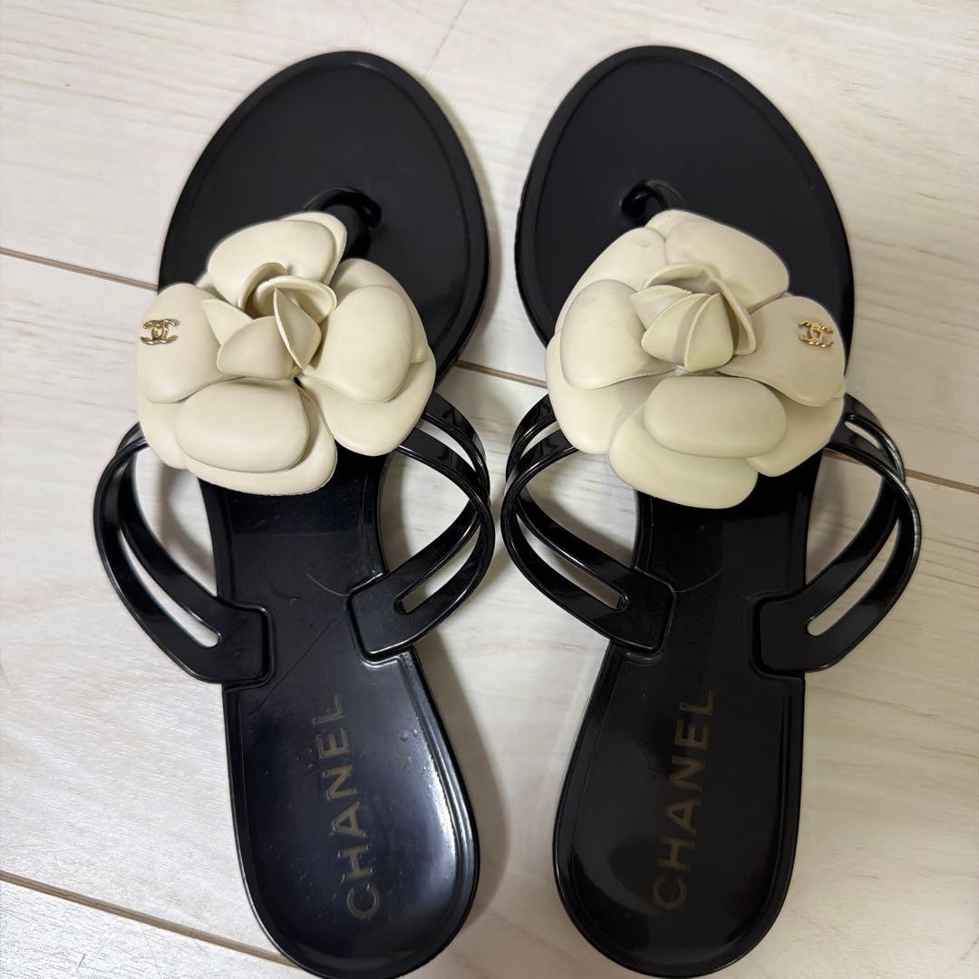 CHANEL Camellia Sandals Size 36 23cm Beach Footwear Excellent Condition