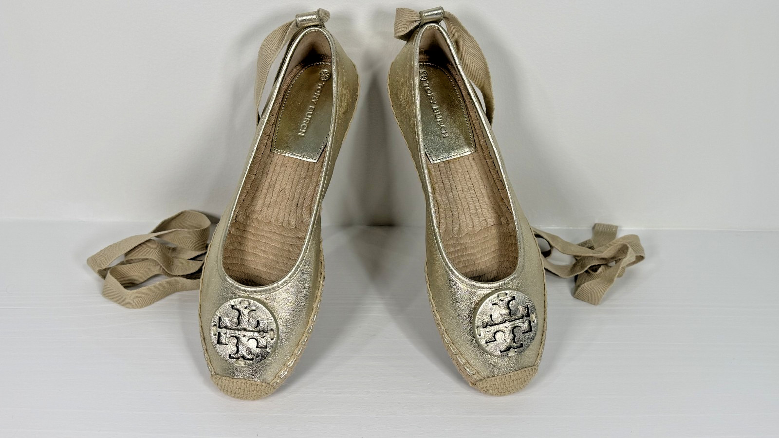 NEW W/O BOX – TORY BURCH Minnie Ballet Espadrille/ Metallic Gold Size 9.5