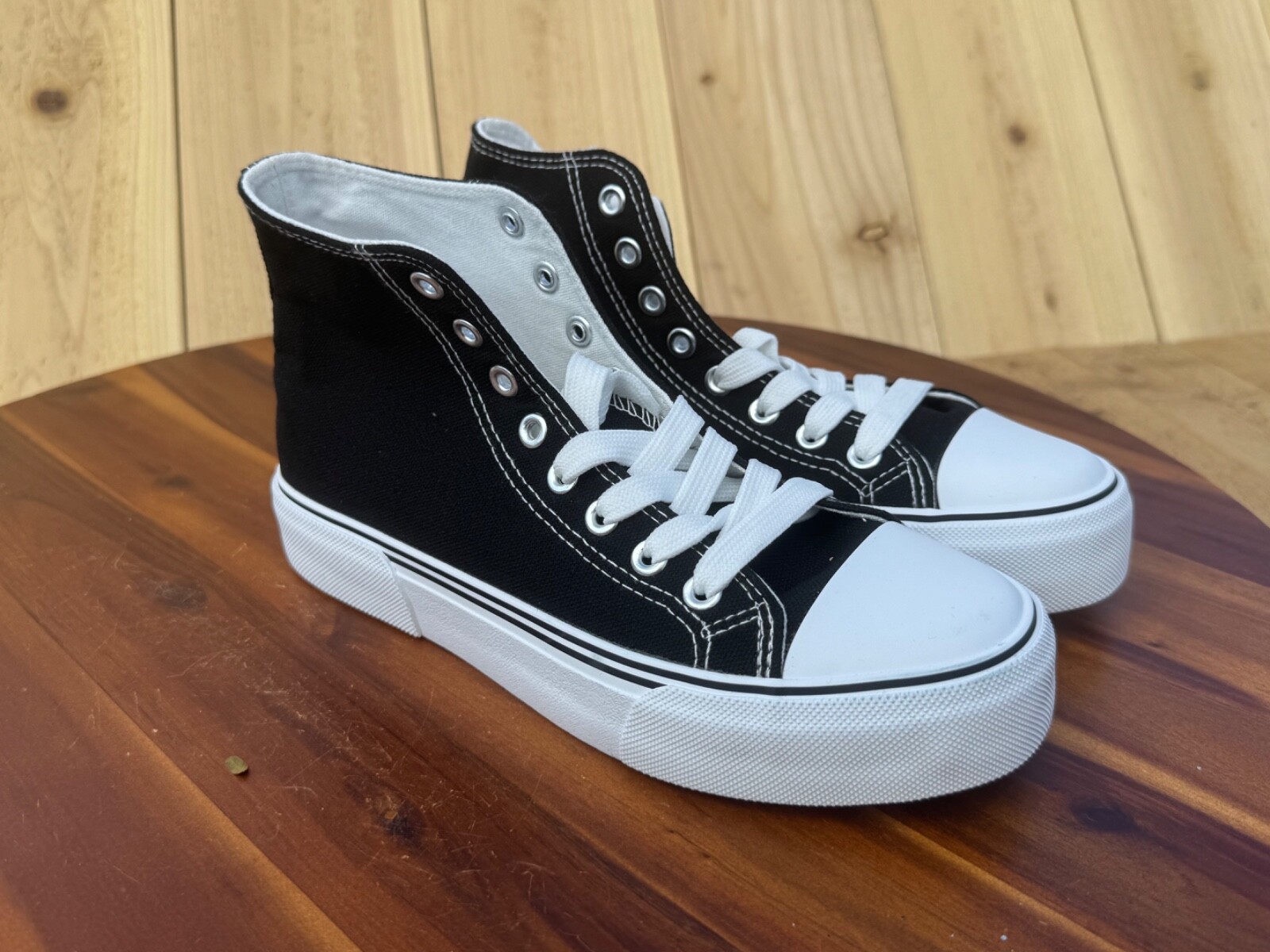 Unisex High Top Lift Platform Black Sneakers Shoes Lace Up Size Women’s 6 Men 4